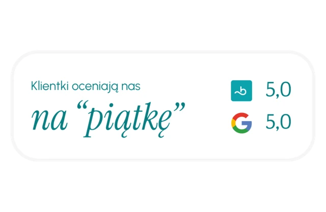 Klientki oceniają nas na piątkę: Booksy 5,0, Google 5,0